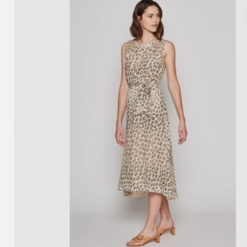 Joie Corrin Leopard Print Silk Sleeveless Tunic Flowy Midi Dress Nwt XL